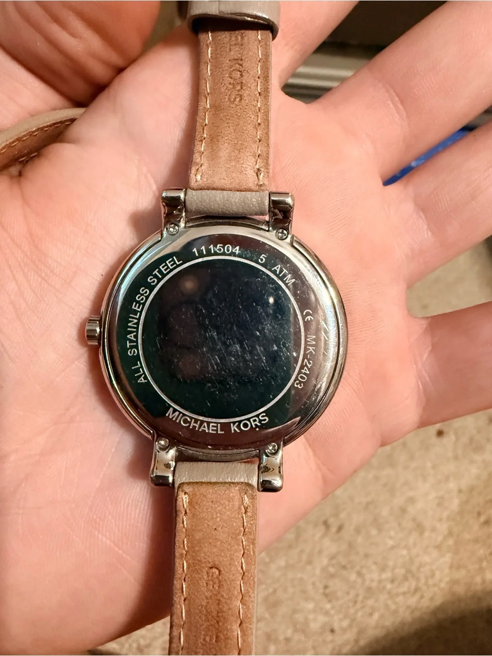Michael Kors Taupe Leather Strap Silver-Tone Chronograph Watch